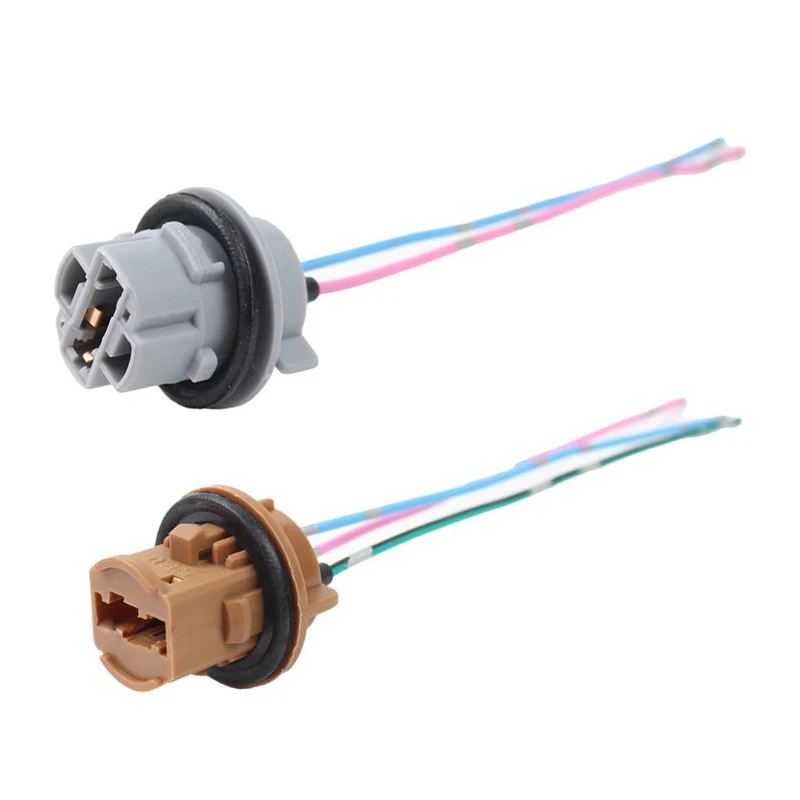 

2 шт. пластиковый T20 7443 W21/5 Вт 7440 W21W цоколь адаптера гнездовая вилка подключение проводки подходит для автомобиля стоп-сигнал лампа заднего хода