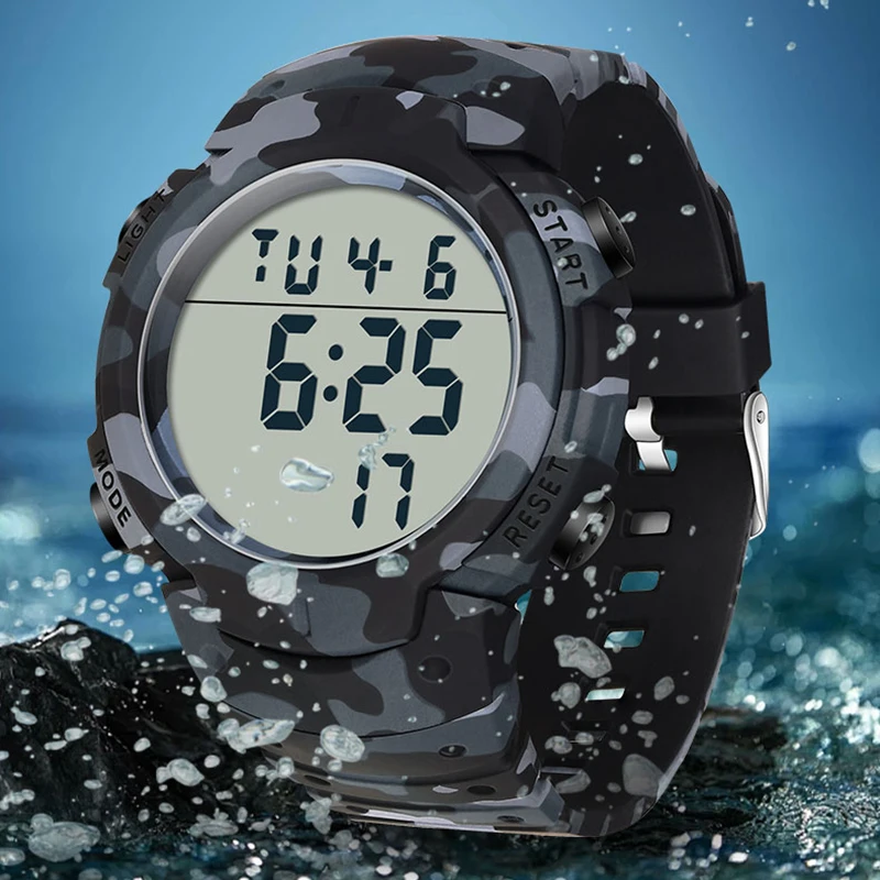 SANDA Series Electronic Men Watch Sport Multi functional Fashion Cool Waterproof LED Luminous Digital Men WatchesNew Camouflage