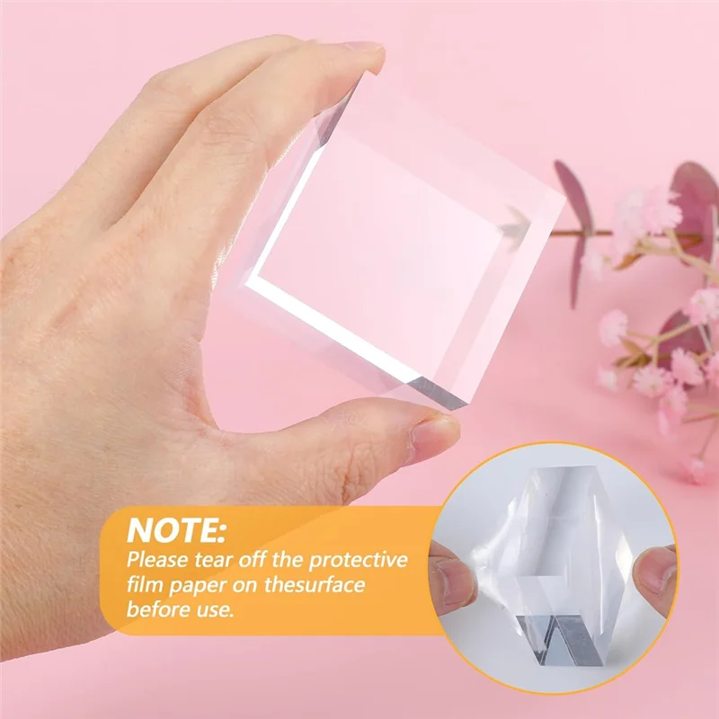 

ABKW-For Display Purposes 16 Pcs Clear Acrylic Block Stand Square Polished Jewelry For Display Base Showcase Blocks