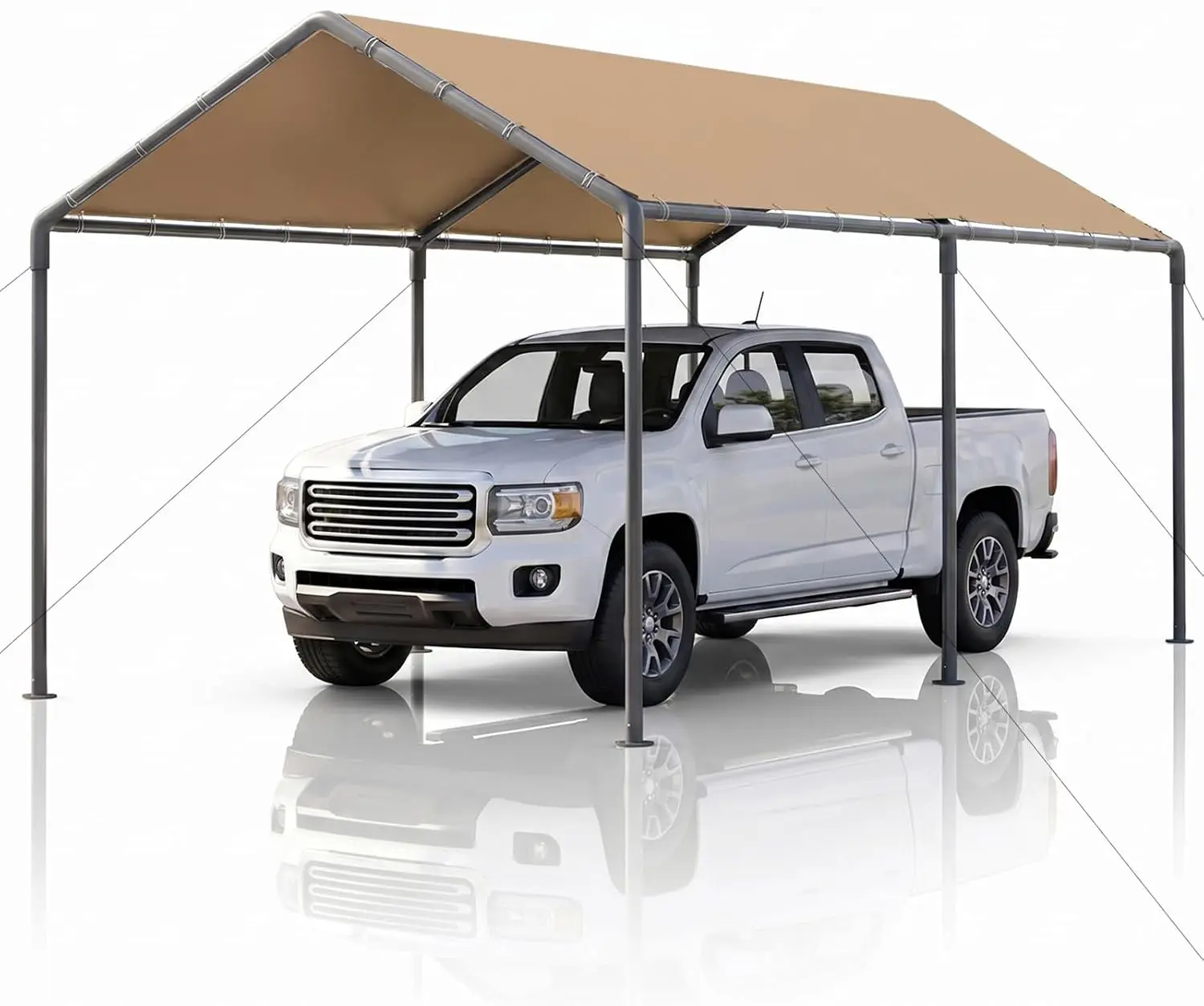 Heavy Duty Galvanized Carport Canopy Tent Garage Shelter Outdoor Reinforced Structure 10x20 FT Beige, Customized