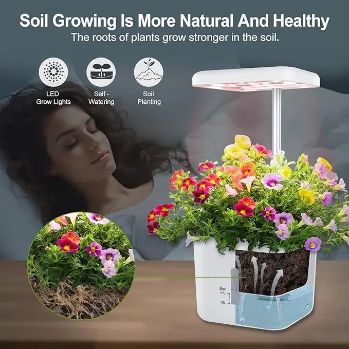 2026 Indoor Smart Hydroponic Planter Built-In Full Spectrum LED Grow Light Desktop Vegetable Cultivation Device