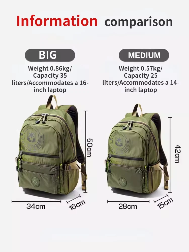 VOLUNTEER Men's Travel Waterproof Backpacks Multifunctional Large Capacity Fashion Multi-pocket High Quality Oxford Bags 1652-04