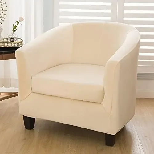 2 Piece Velvet Tub Chair Covers with Cushion Cover Armchair Slipcover Stretch Spandex Club Chair Sofa Couch Furniture