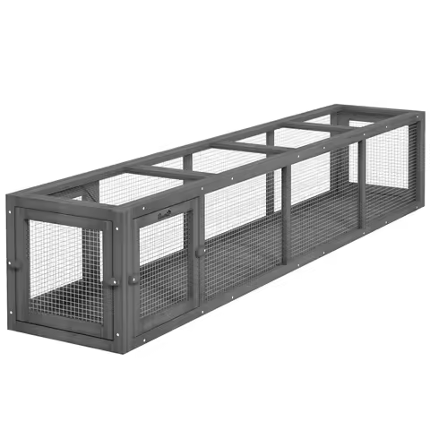 PawHut Outdoor Cat Tunnel, Extendable Wooden Cat Run, Weather Protection, Deck Patio Balcony, Dark Gray