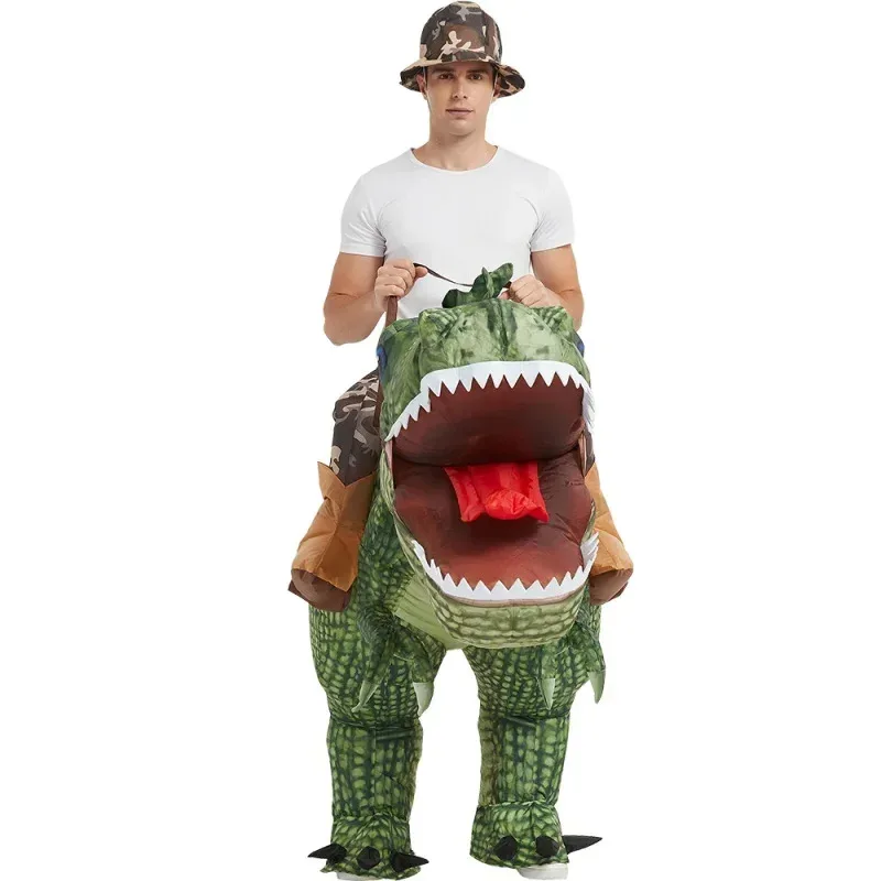 Dinosaur Inflatable Costume Riding T Rex Air Blow up Costumes Funny Party Halloween Costume for Adult