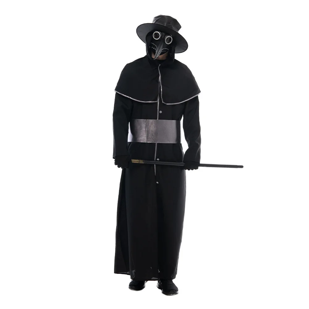 

New Medieval Steampunk Plague Doctor Costume With Long Black Death - Bird Beak Doctor's Playing Clothes