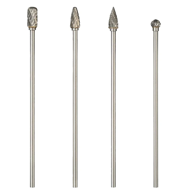 

A19F-4Pcs 6-Inch Carbide Rotary Burr Set 6 Mm (0.25 Inch) Shank Long Reach Double Cut Tungsten Carbide Rotary File Set