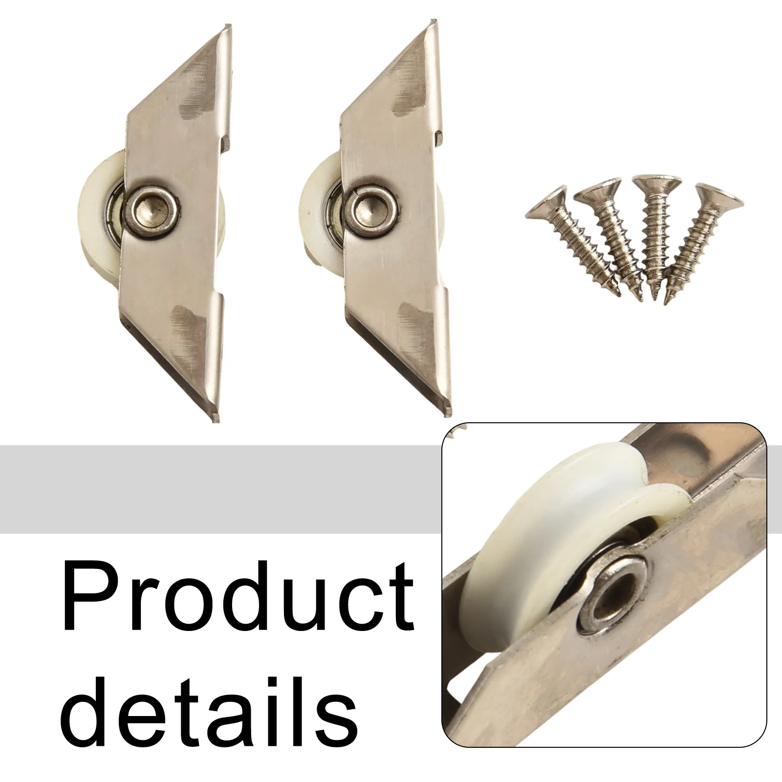 قطعتان من عجلات منزلقة للباب القوي مصممة لأبواب الخزانات الثقيلة مع غلاف من الفولاذ المقاوم للصدأ ومحامل كربون