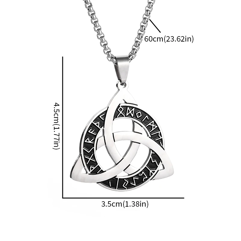 Edelstahl Nordic Rune Anhänger Halskette Männer Frauen Irish Celtic Trinity Knoten Glück Amulett Schmuck