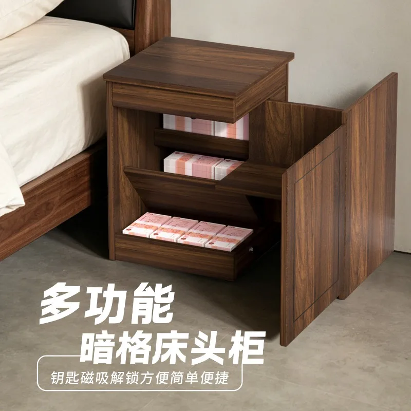 Concealed bedside table Household bedroom 2026 new hidden furniture Locker dark layer storage mezzanine anti-theft simple