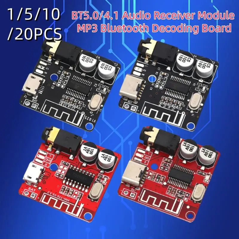 SAMIROB 1/510/20PCS DIY BT Audio Receiver Board BT 4.1 / 5.0 MP3 Lossless Decoder Board Wireless Stereo Music Module DC3.7-5V