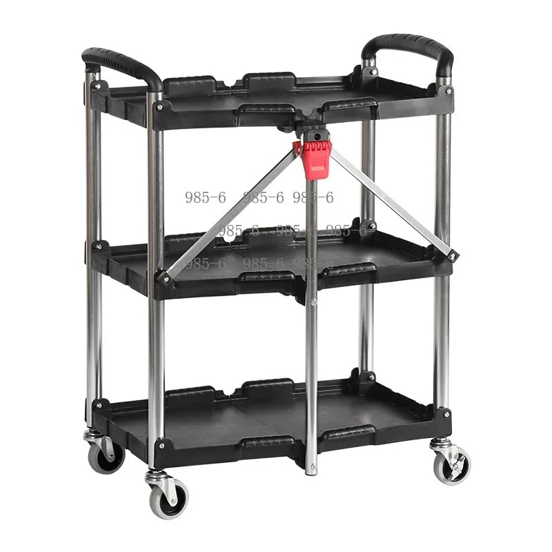 Three-layer Foldable Small Cart, Multi-functional Turnover Car for Kitchen Film and Television Director Use