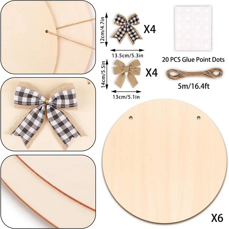 دوائر خشبية 6 عبوات دوائر خشبية للحرف اليدوية 12 بوصة شرائح خشبية غير مكتملة فارغة باب خشبي شماعات تسجيل أقراص خشبية مستديرة