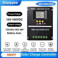 MPPT LCD Screen Digital Solar Charge Controller 12V 24V 36V 48V/60A 80A 100A Photovoltaic Voltage Protection Solar Controller