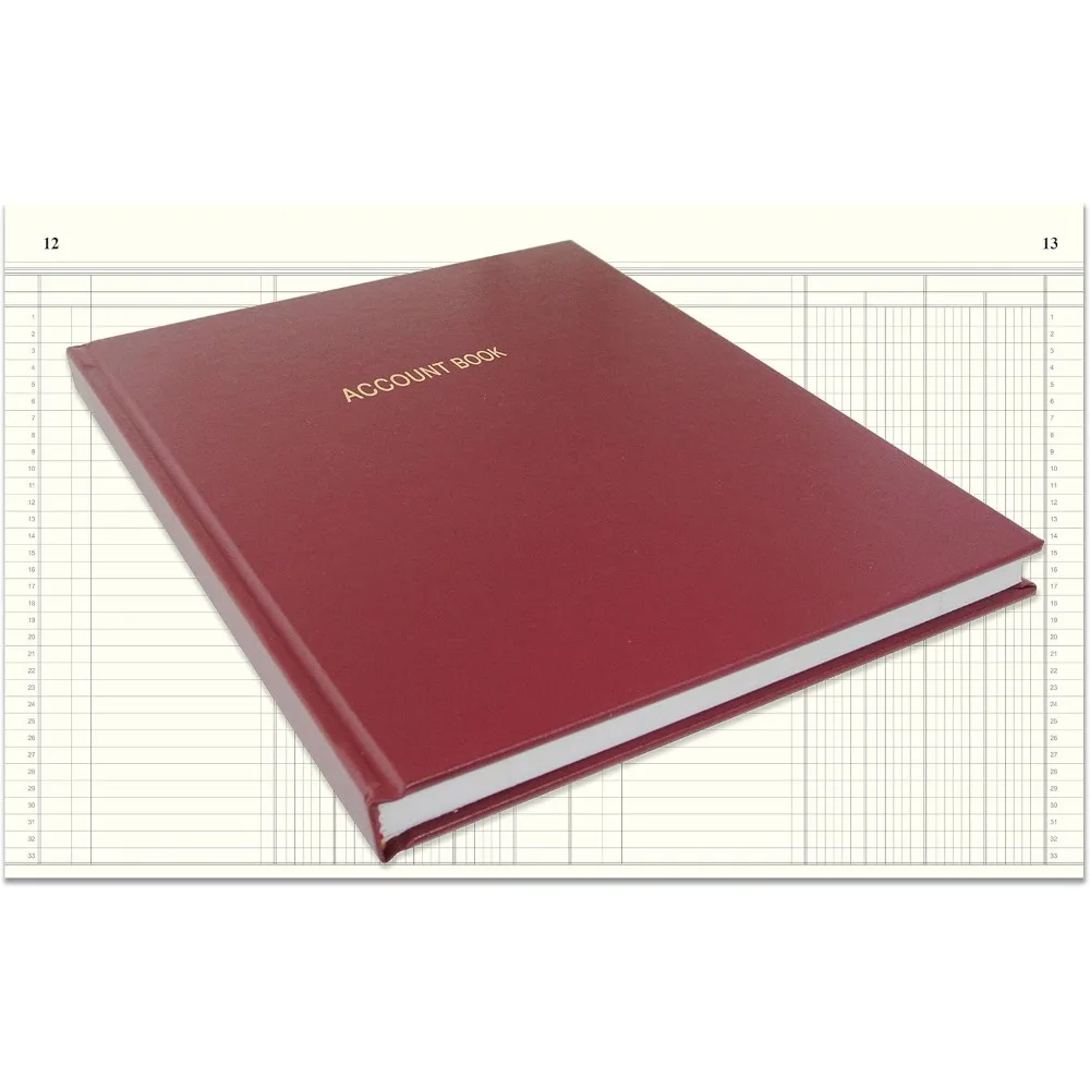 Carnet de comptabilité pour livres de comptes (format livre à quatre colonnes) - 96 pages, 8" x 10", couverture bordeaux