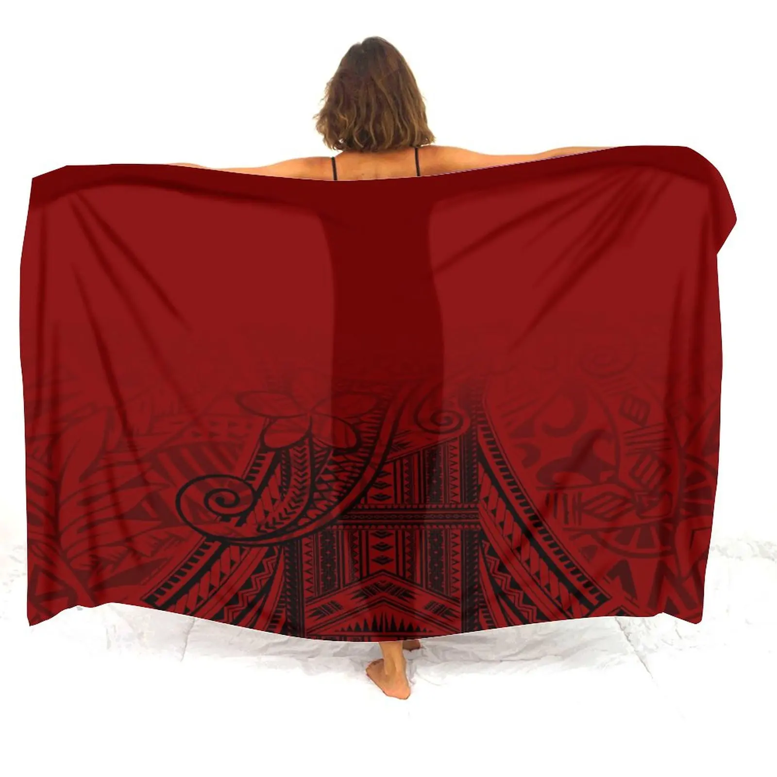 Red Beach Towel Pacific Island Beach Towel Women's Salone Polynesian Tribe Cape Hawaii Beach Vacation Towel