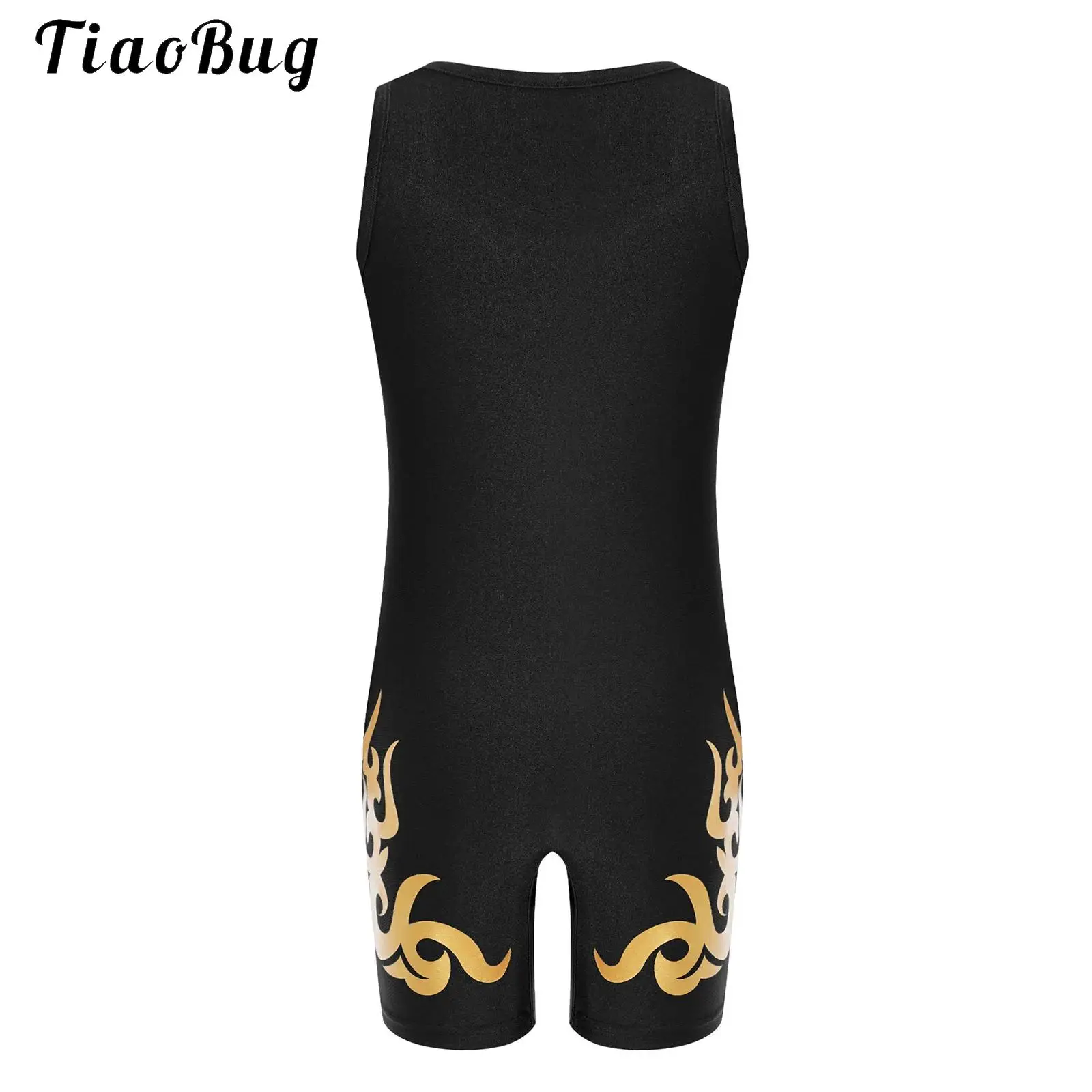 

Kids Boys Sleeveless Wrestling Singlet Leotards Eagle Printed Sports Jumpsuit Workout Gymnastics Dance Unitards Bodysuit