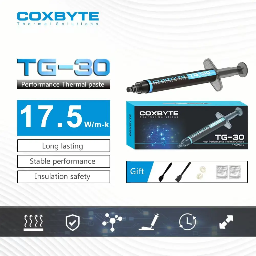 Coxbyte 17.5W/mk Thermal Paste TG-30 2g 4g For CPU GPU Printer HeatSink Cooling Cooler Thermal Grease Compound Silicone