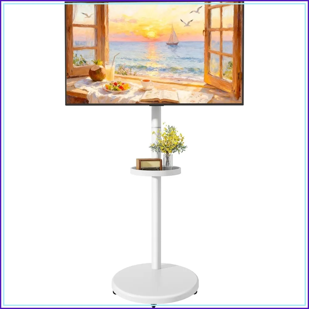 

Height Adjustable Rolling TV Stand for 13-43 Inch TVs, Max 33 lbs, Portrait to Landscape, Mobile Cart with Storage Box and Shelf, VESA 200x200mm