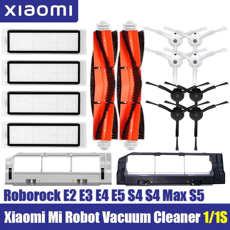 For  Xiaomi Mi Robot 1/ 1S SDJQR01RR SDJQR02RR SDJQR03RR E3, S4, S4 Max, S5 Vacuum Cleaner  Main Side Brush Filters Mop Parts