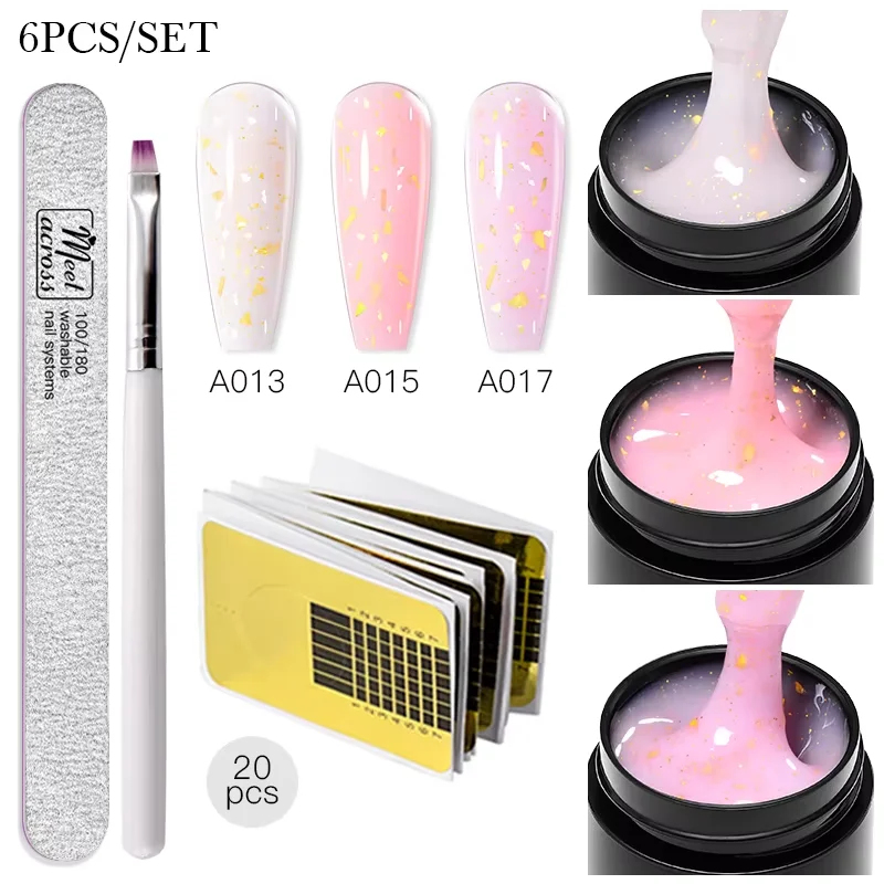 6pc Baby Boomer Extension Nail Gel Polish Set UV LED Semi Permanent Builder Nail Art Gel For Nails Construction DIY Manicure