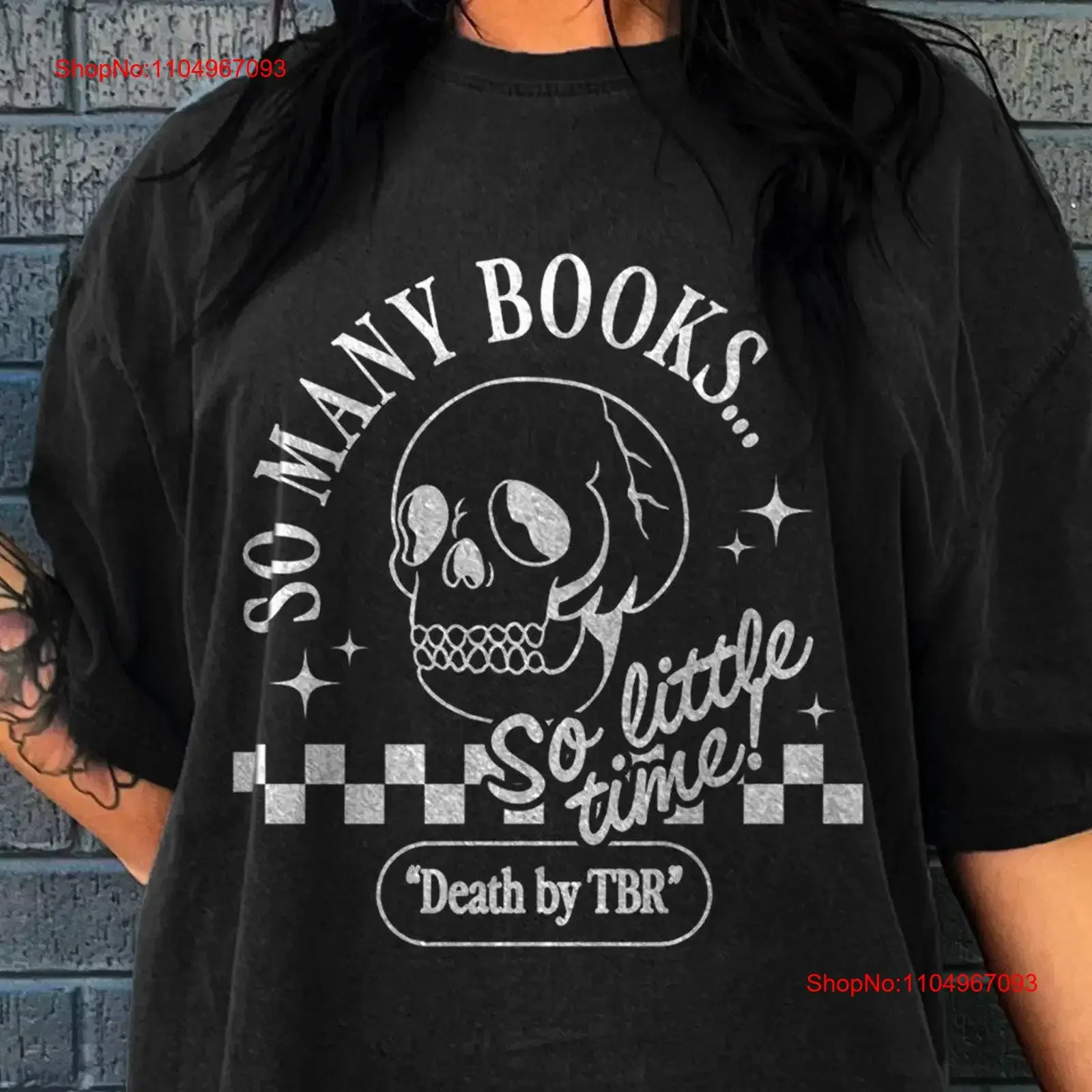 Camiseta de estética Retro Death By TBR Booktok, esqueleto literario, ropa Alt, lector de Romance, libro Indie Merch vintage