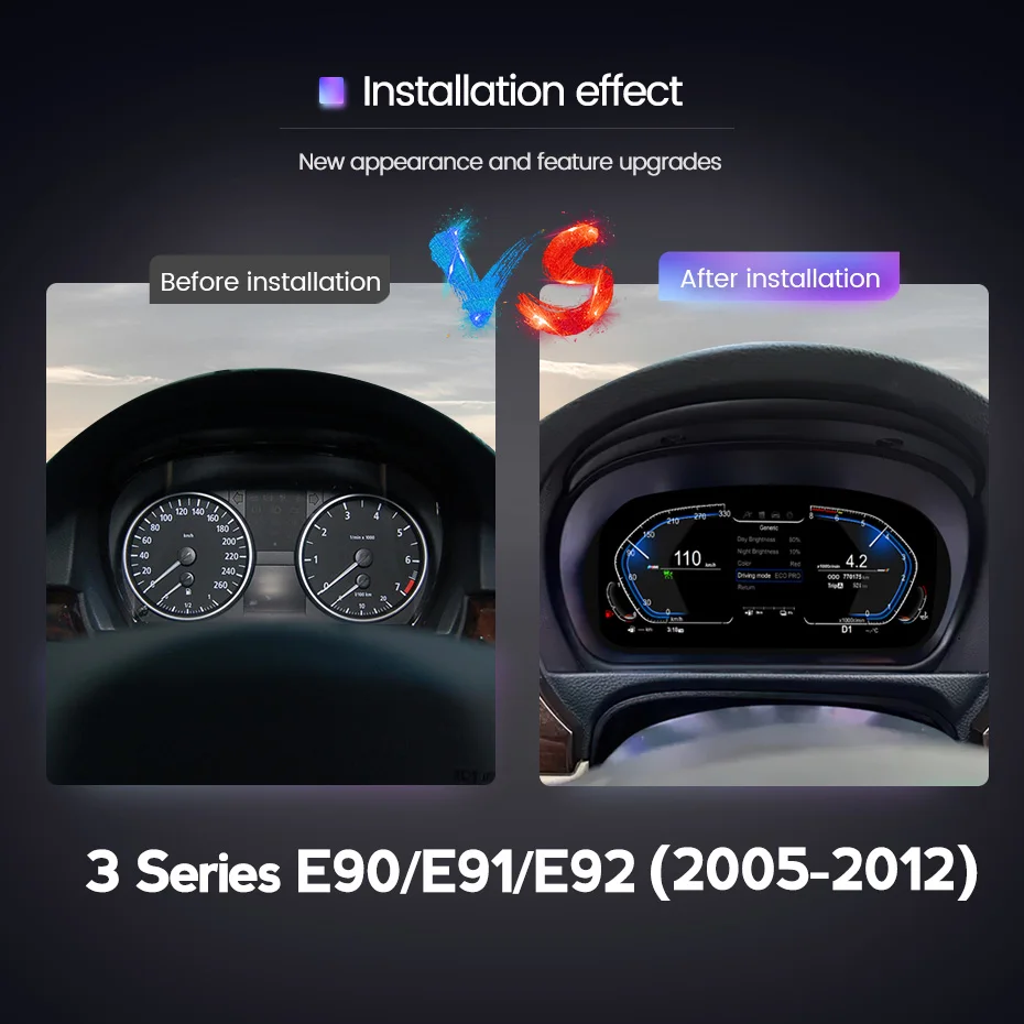 MEKEDE نظام لينكس 11 بوصة سيارة LCD الرقمية العنقودية لوحة القيادة عداد السرعة ل E90 E91 E92 E93 2005-2012