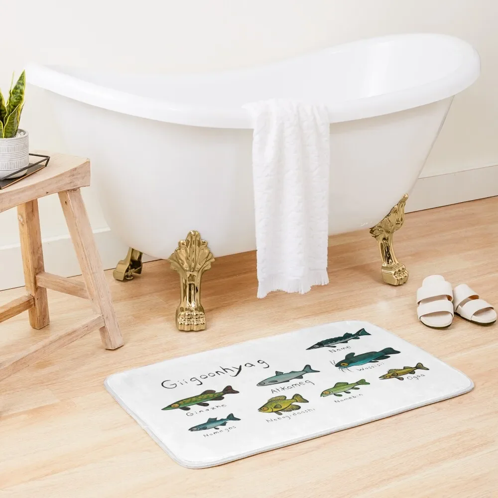 

Giigoonhyag Anishinaabemowin Bath Mat Non-Slip Pad Bathroom Accessories Sets Luxury Mat