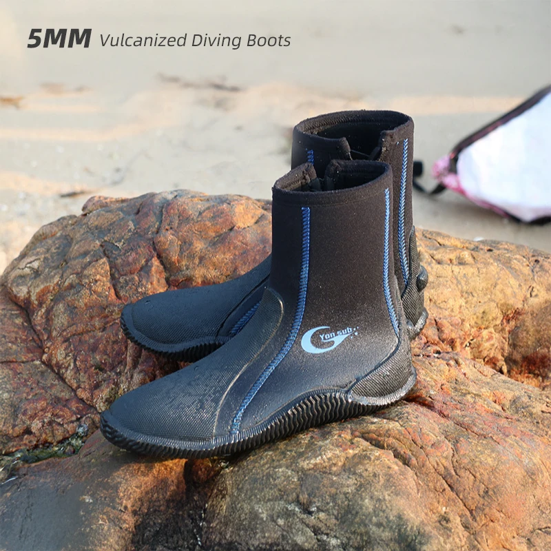 

Водонепроницаемые ботинки для дайвинга 5 мм, нескользящая спасательная обувь с высоким берцем, уличная дорожка, аварийная прочная обувь унисекс для водных видов спорта