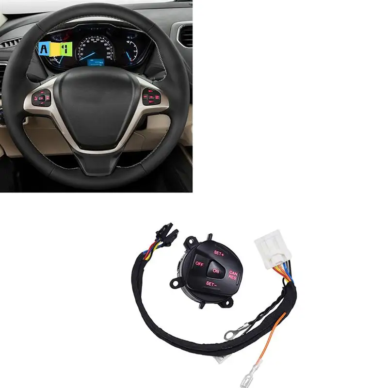 

A04E-Car LED Steering Wheel Right Cruise Control Switch Button With Wiring For Ford Fiesta MK7 Escort Ecosport 2013-2015