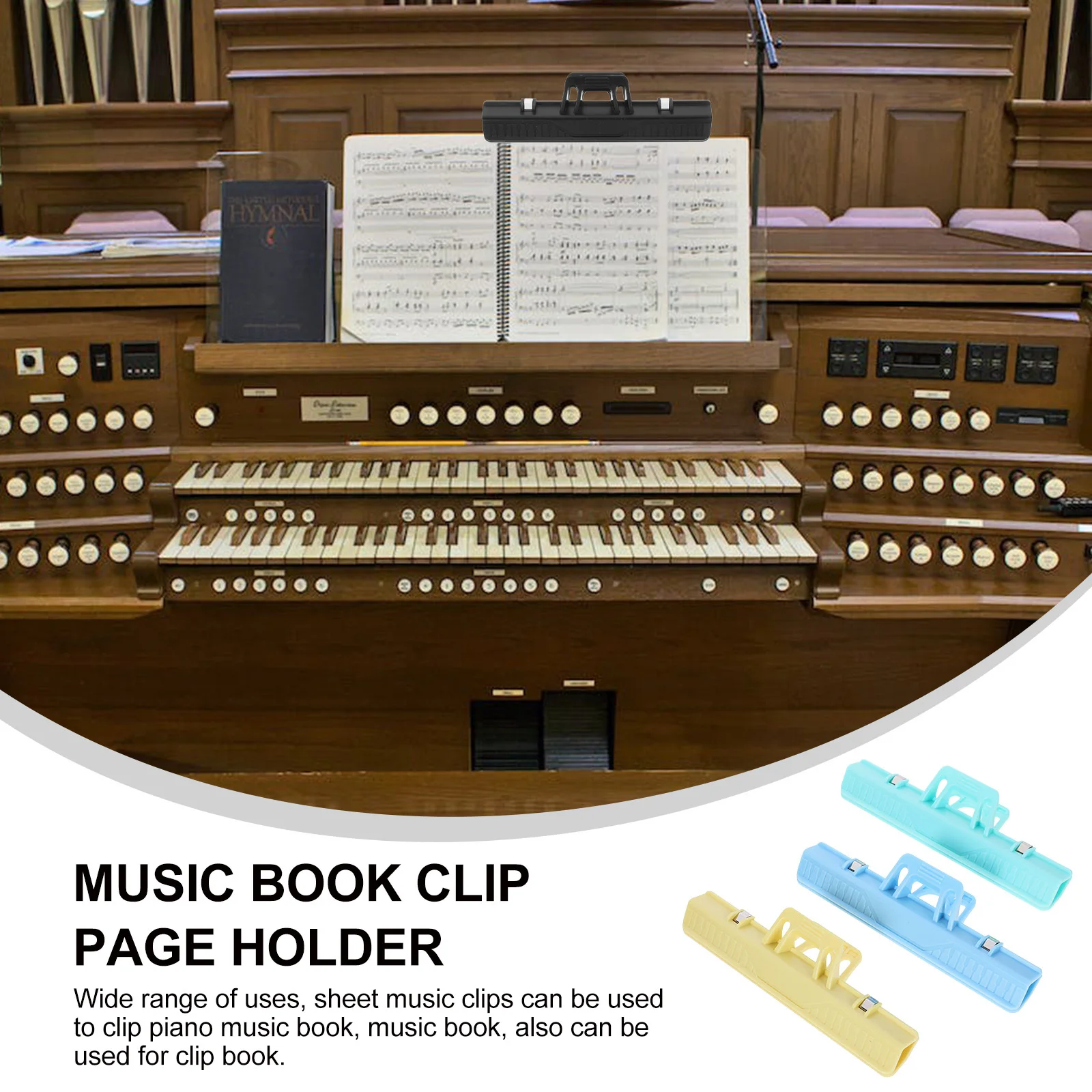 

3Pcs Music Book Clip Page Holder Sheet Music Clip for Piano Accessories Plastic Binder Page Holder Secure Fit for Guitar