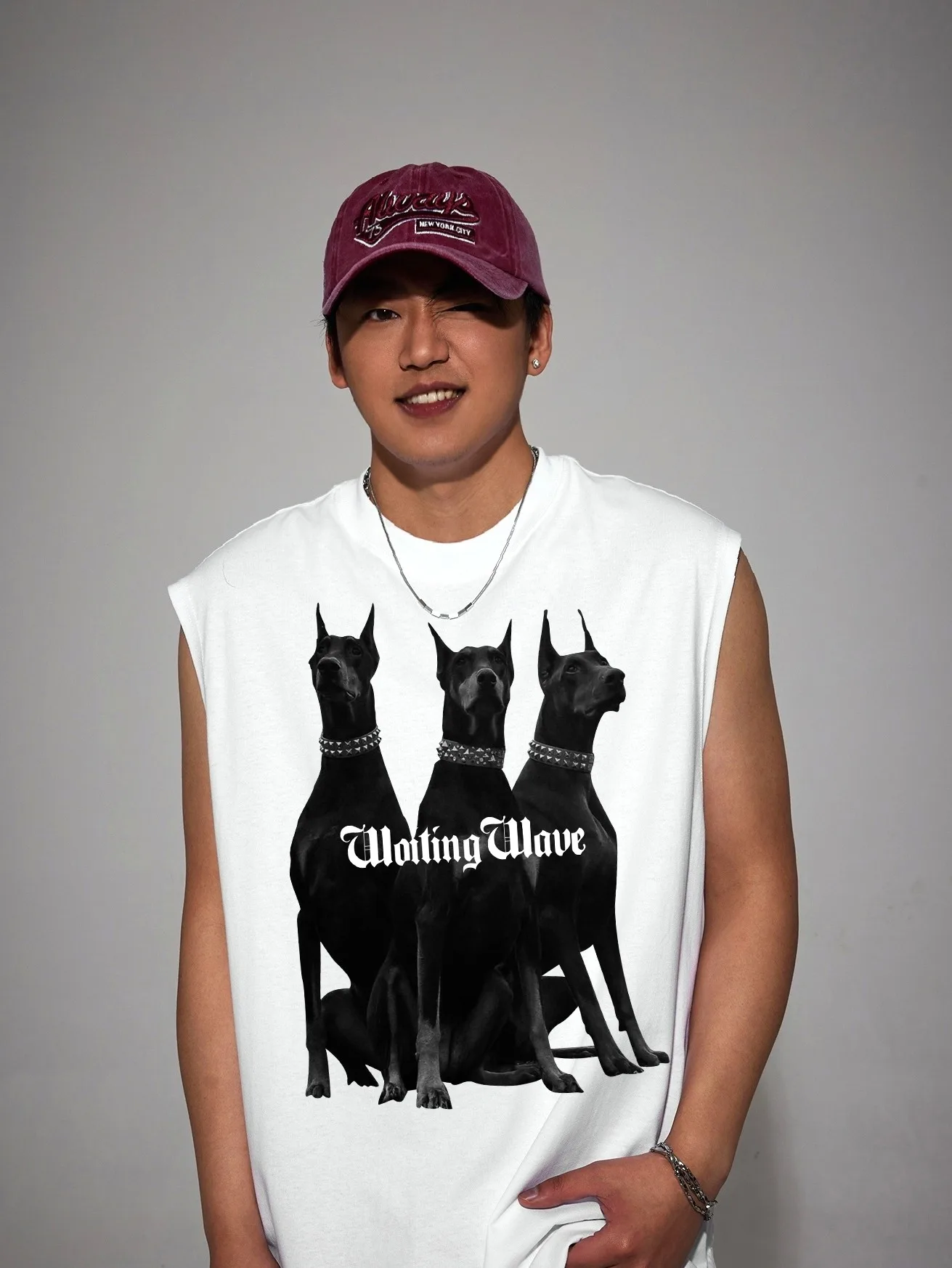 American Doberman Print Vest T-shirt Men Summer 2025New White Sport Fitness Swimming Run Shirt sleeveless Vest Quick Dry Y2k Top