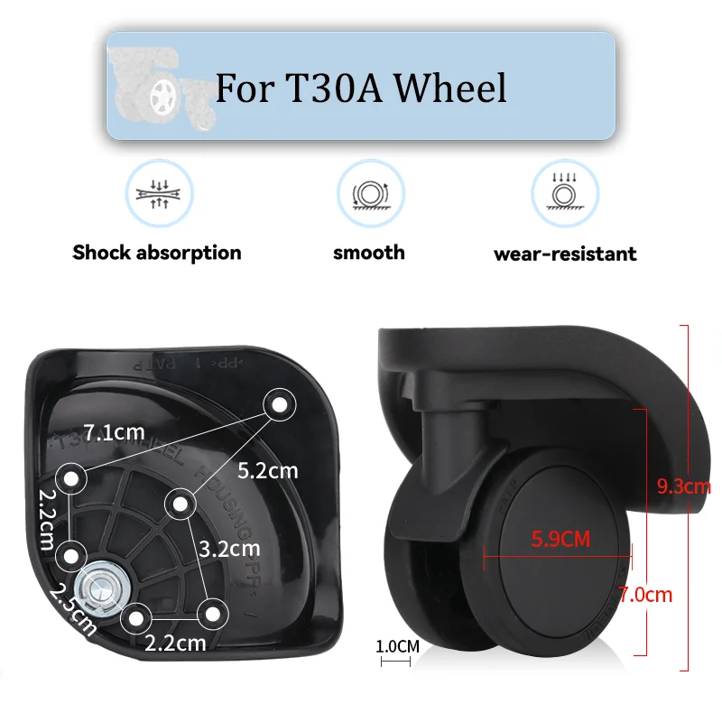 

Suitable For T30A Universal Wheel Replacement Suitcase Rotating Smooth Silent Shock Absorbing Wheel Accessories Wear-resistant