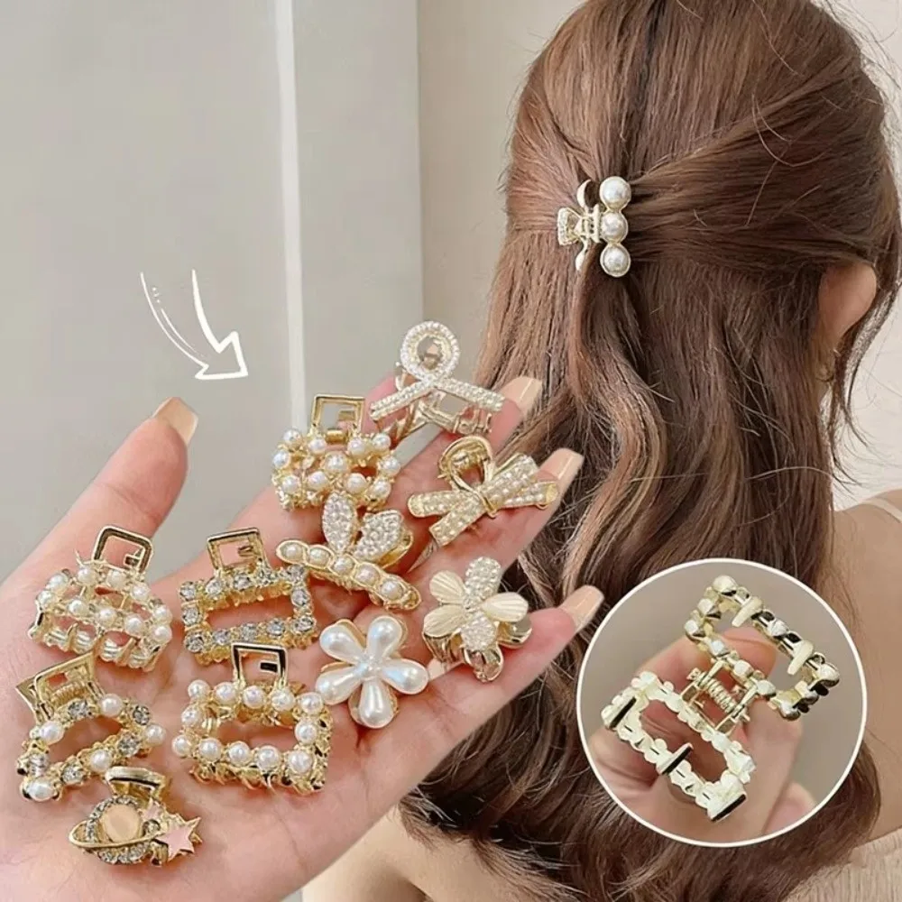 

Gifts Alloy Pearl Hair Clip Pearl Retro Mini Hair Hairpins Small Rhinestone Crab Claw Clip
