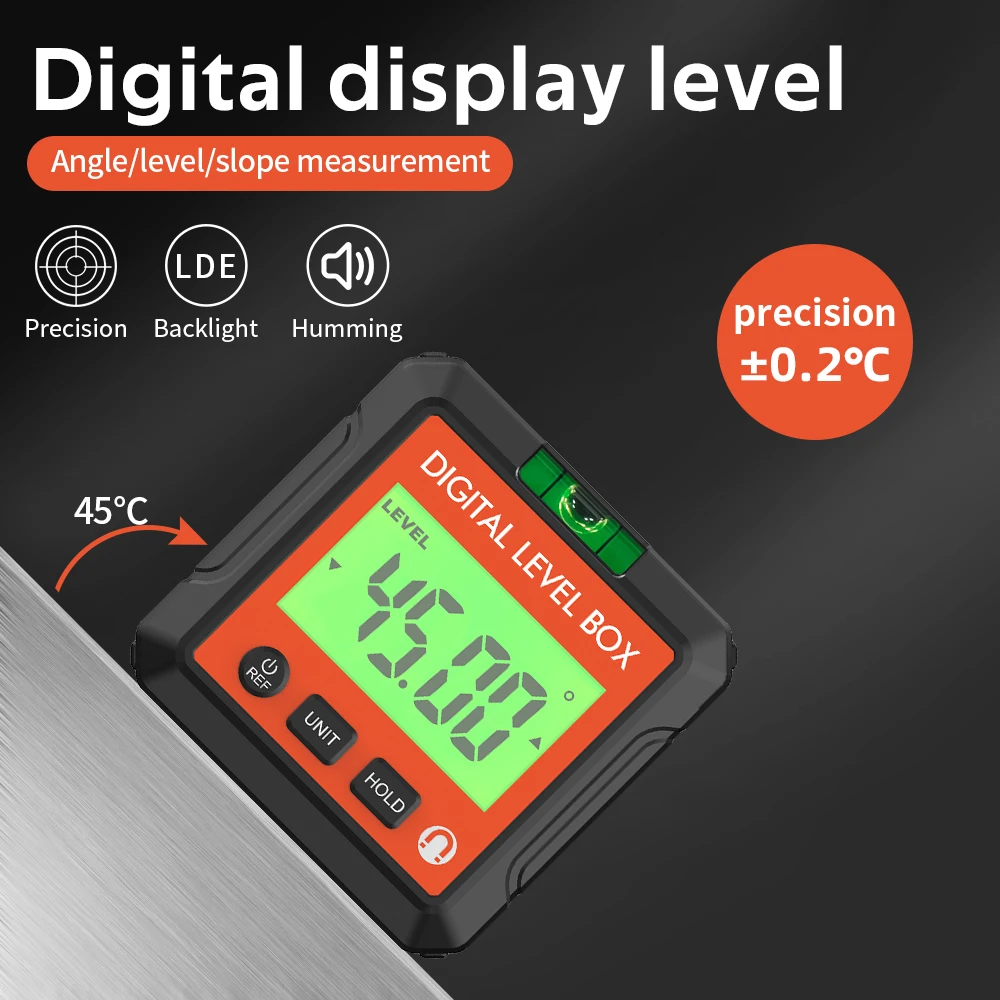 90 Degree Digital Level Box LCD Magnetic Inclinometer Angle Finder Level Tester Angle Protractor Relative Absolute Measurement