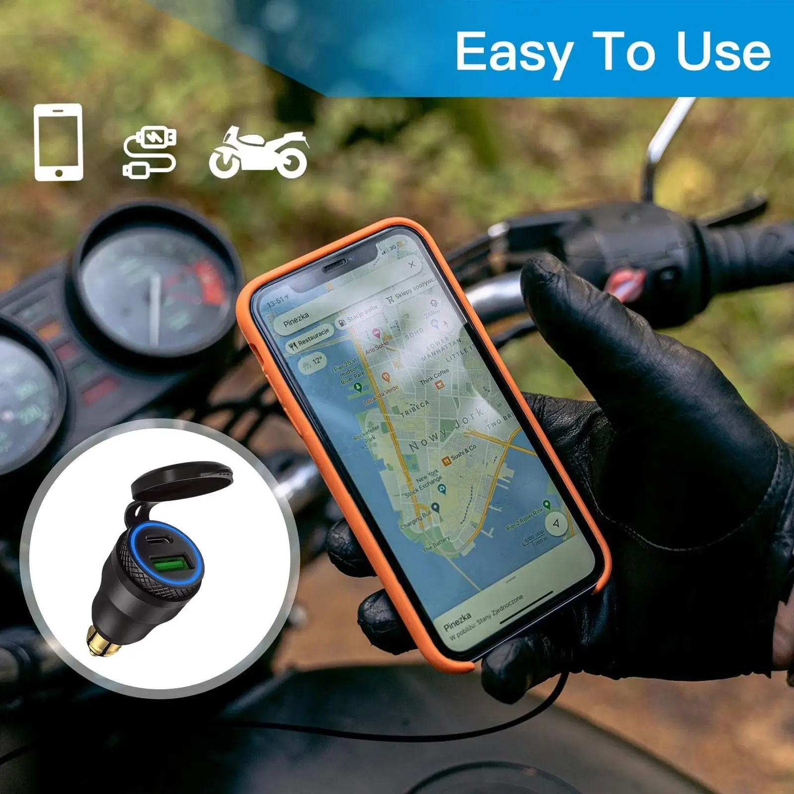 For BMW Ducati Motorcycles For Onboard Charging Units In The US Aluminium USB Charger 30W PD Type-C QC 3.0 Quick Charger