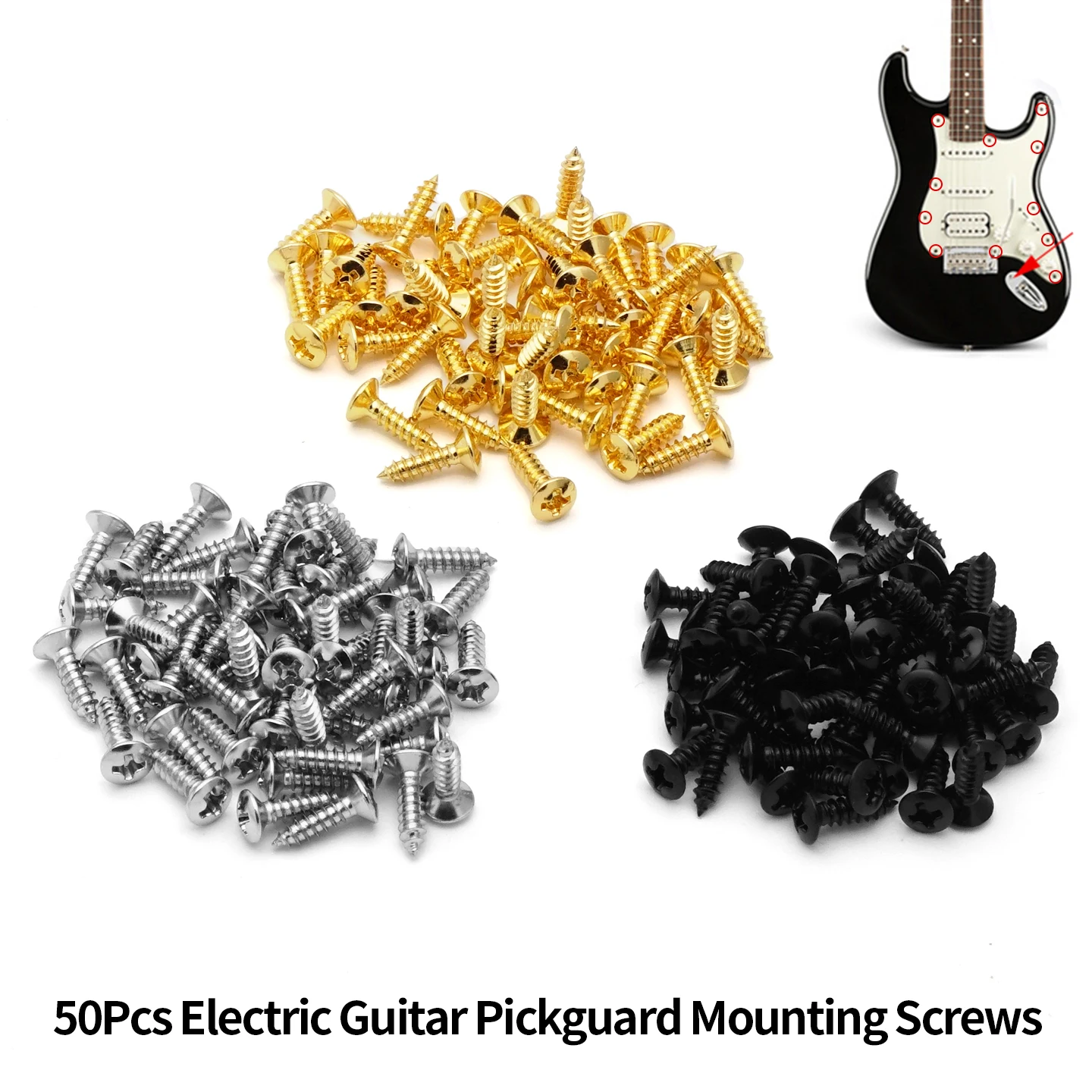 50pcs 3x12mm Electric Guitar Bass Pickguard Screws Pick Guards Scratch Plate Mounting Screws