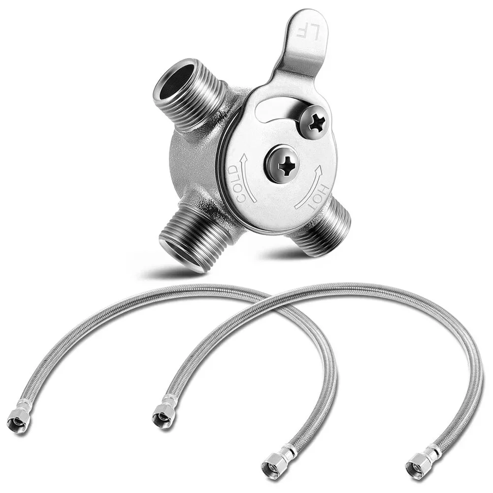 1pcs Manual Mixing Valve Cold And Hot Water Temperature Regulation Constant Temperature Mixing Valve With For Braided Tube