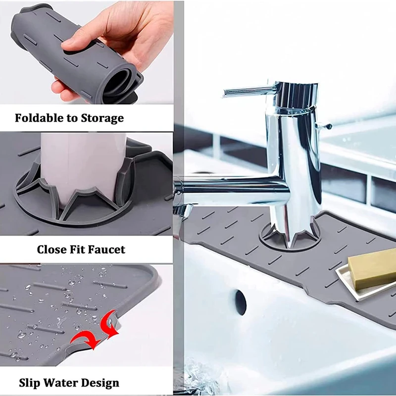 Countertop Dry Keeper - Silicone Drip Catcher Tray - Drip Protector Splash Countertop - Drying Mat, Sink Splash Guard