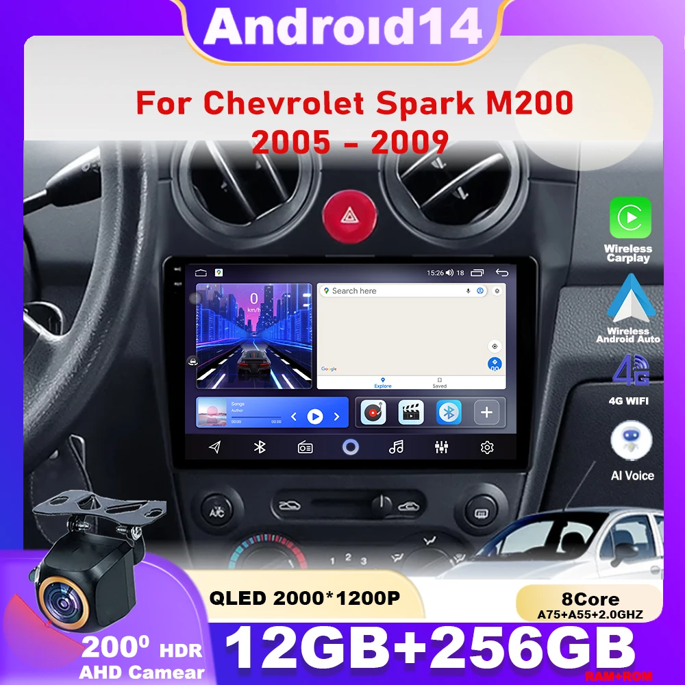 

Android 14 For Chevrolet Spark M200 2005 -2009 Car Radio Multimedia Video Player Navigation GPS WIFI 4G Stereo Head Unit Carplay