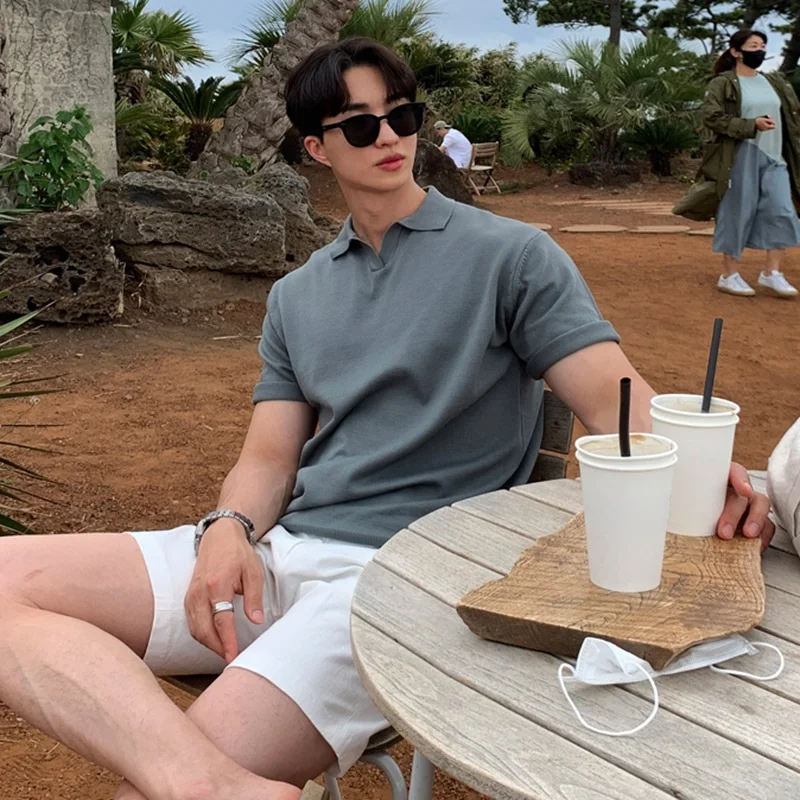 

Summer Men's T-shirt Polo Shirt Short Sleeved Loose Collar Casual Trend American Fashion Short Sleeved Top Male Clothes
