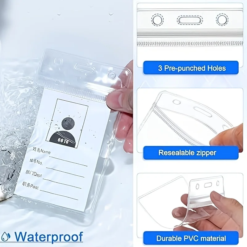 Strapazierfähiges Kunststoff-Halsband mit Drehclip, wasserdicht, wiederverwendbar, mit transparentem Namensschild für Schule, Büro, Veranstaltungen – Detail 4