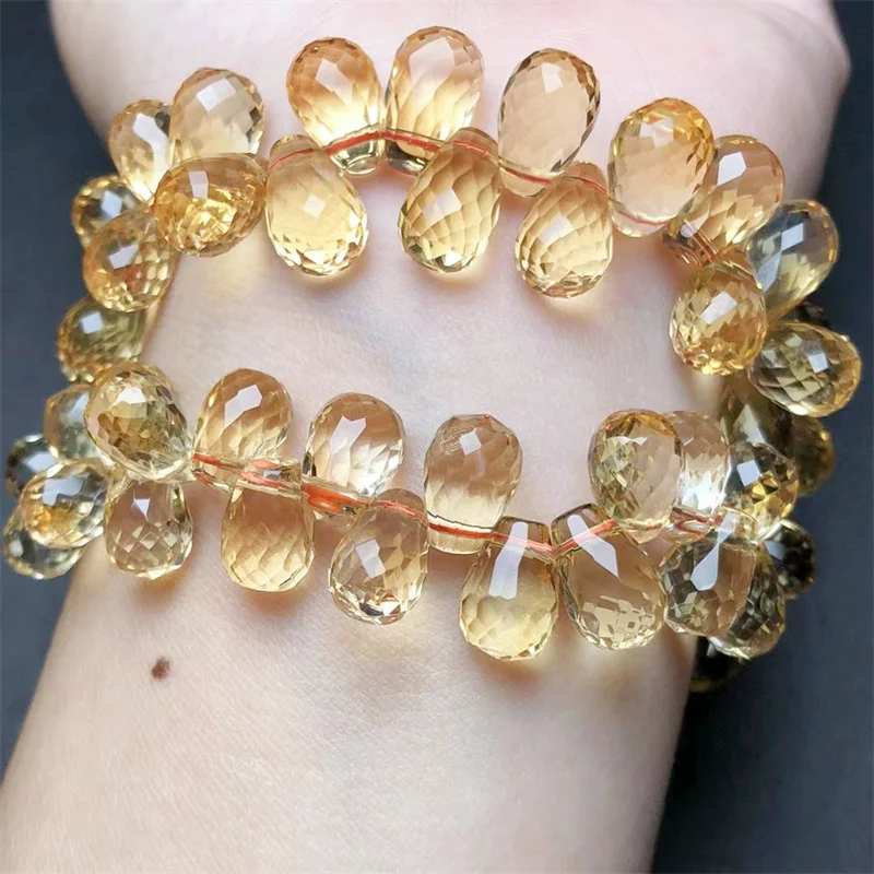 

Natural Faceted Teardrop Citrine Bracelet Strand Women Men Exquisite Jewelry Gift Healing Crystal Energy Jewelry 1pcs