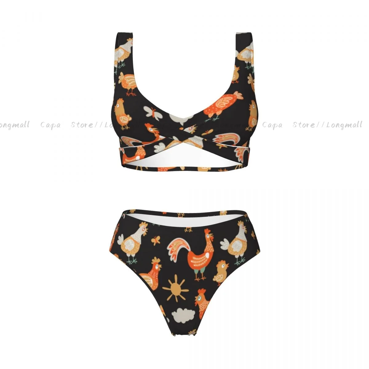 섹시한 비키니 세트 재미 있은 닭 패턴 수영복 여성 두 조각 수영복 Beachwear 여성 수영복