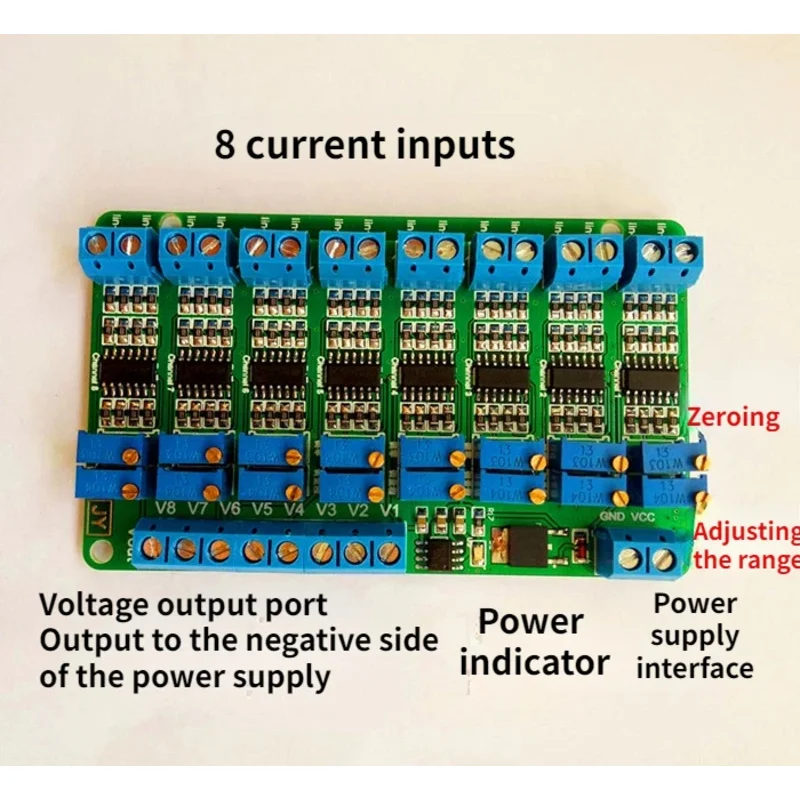 8-channel Current-to-voltage Module, Multi-channel Signal Conversion and Conditioning 4~20mA to 0~5V 10V Transmitter JY