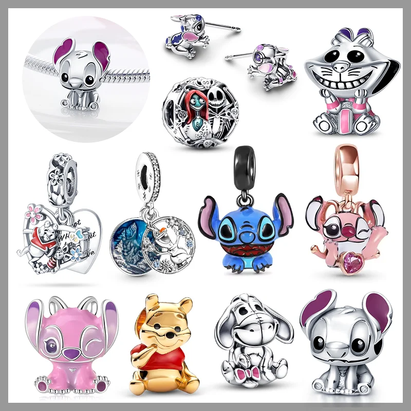 Hot sale new Stitch necklace pendant earrings Fit original charm bracelet Lilo & Stitch charm bead DIY Women jewelry gift