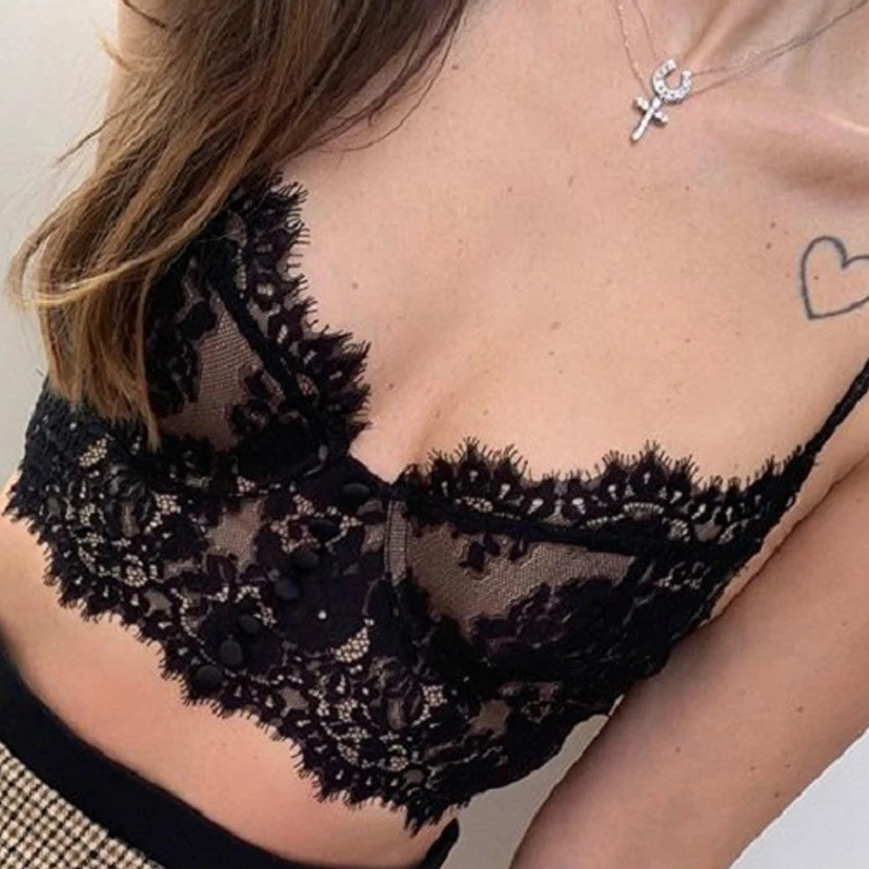 High Quality Women Tube Top Summer New Bra Sexy White Lace Bra Luxury French Lingerie Tulle Embroidery Underwear Crop Top Female