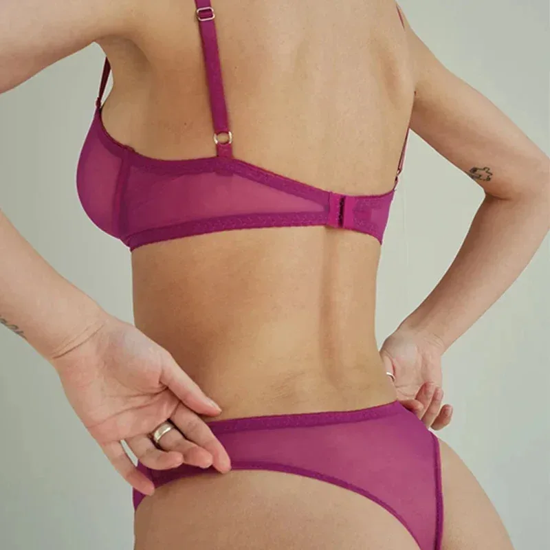 سر مثير الملابس الداخلية شبكة شفافة سلس الصدرية مجموعة النساء الملابس الداخلية مجموعة أزياء السيدات Bralette 2PCS البرازيلي سراويل مجموعات