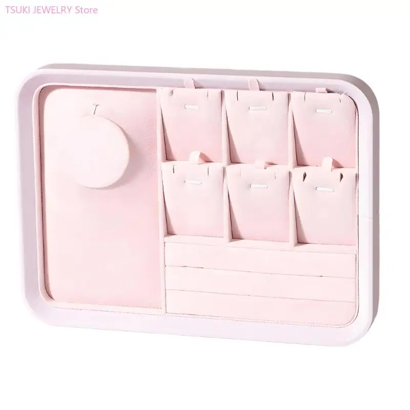62KE Slanted Fleece Lined Jewelry Organizers Tray For Rings Bracelets And Earrings