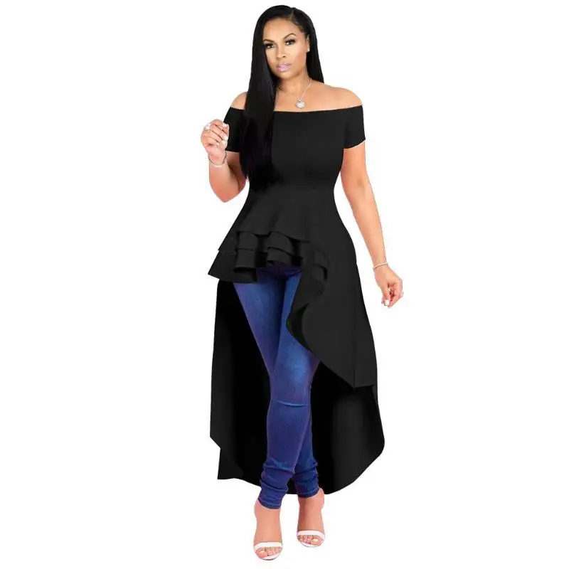 Black and red women's fashion knee dress sexy lips sleeveless irregular dress professional women's dovetail dress G42 image 2